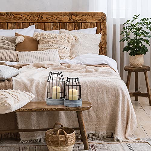 Rustic Farmhouse Lantern Decor Set of 2 - Stylish Decorative Lanterns for Your Living Room, Fireplace Mantle or Kitchen Dining Table - Modern Upscale Beauty for Your Entire Home